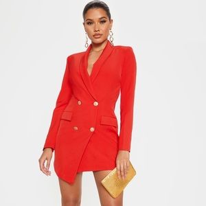 PLT Red gold button blazer dress
